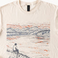 Dramatic Sunrise Fishing Scene Landscape Graphic Tee Surreal Mountain Art Design