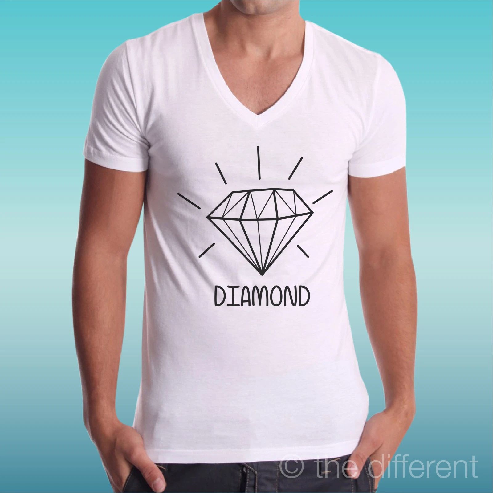 T-shirt Man V Neck " Diamond Symbol Diamond " Gift Idea Road To Happiness
