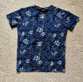 HM H&M Tropical Tonal Blue Summer T-Shirt Men's Black Slim Fit Size XS