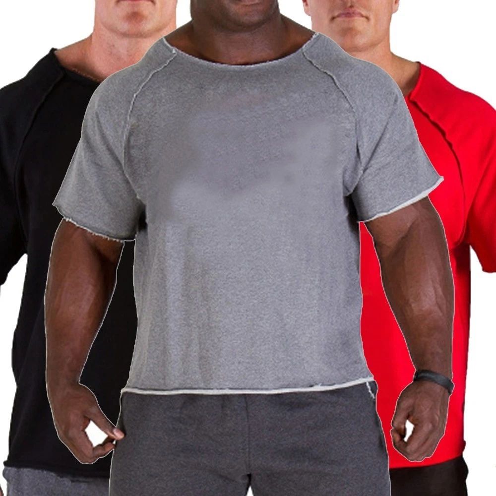 Bodybuilding Shirts Casual Cotton Fitness Gym Men's Round Neck T-shirt