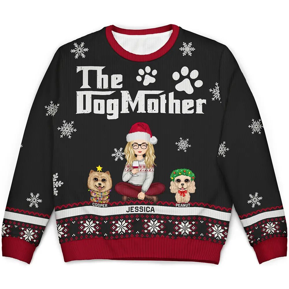Christmas The Dogmother The Dogfather - Personalized Unisex Ugly Sweater