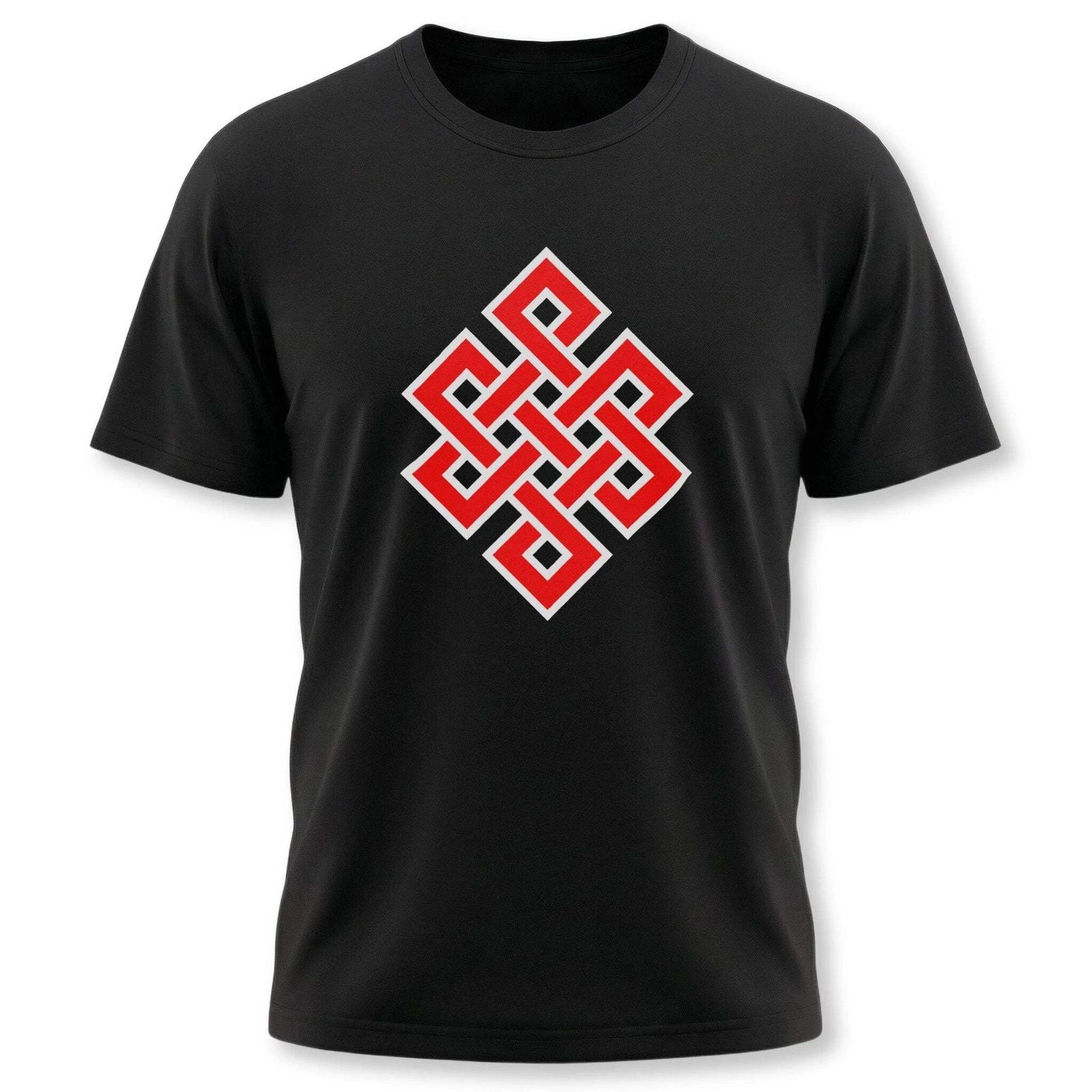 Endless Knot T-Shirt | Buddhist Eternal Symbol Red Graphic Unisex Tee