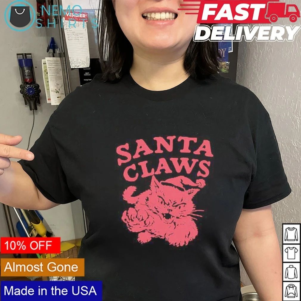 Santa Claws Angry Cat Christmas Holiday shirt