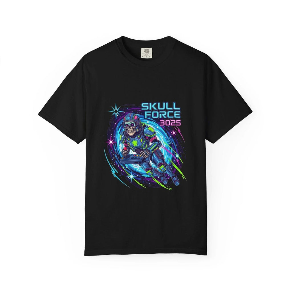 Skull Force 3025 Astronaut Skull T-Shirt Retro sci-fi Space Graphic Tee