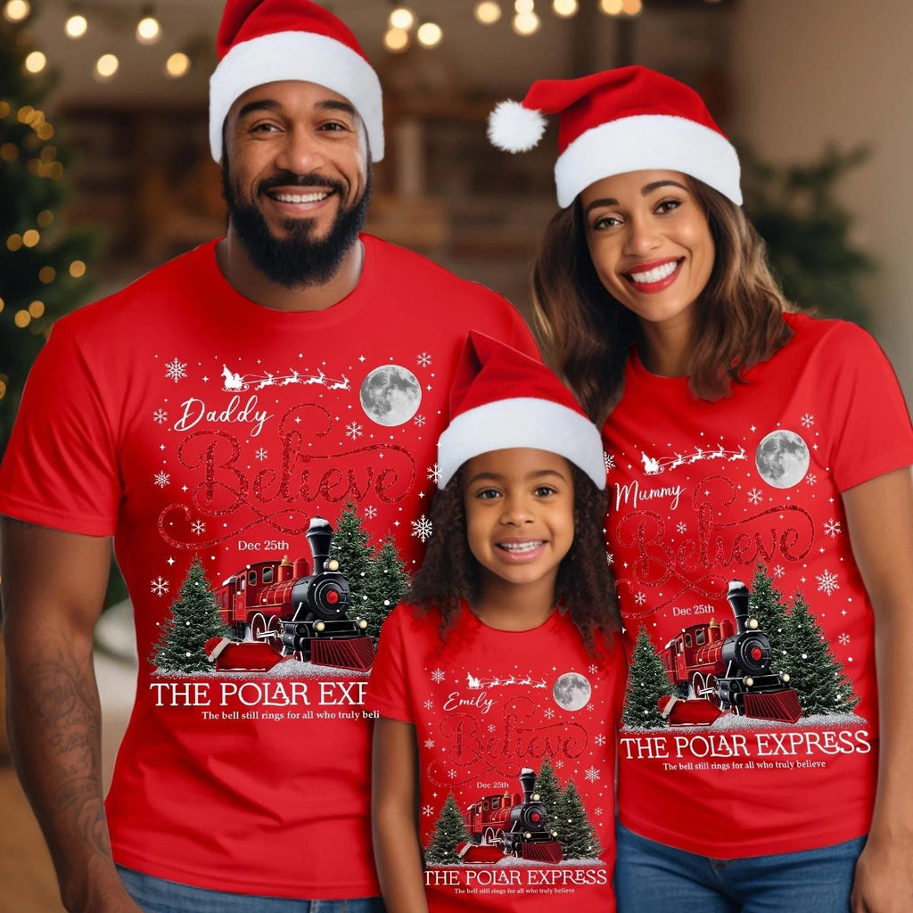 Personalised Polar Express Believe Shirt Sweatshirt Custom Christmas Jumper X-42