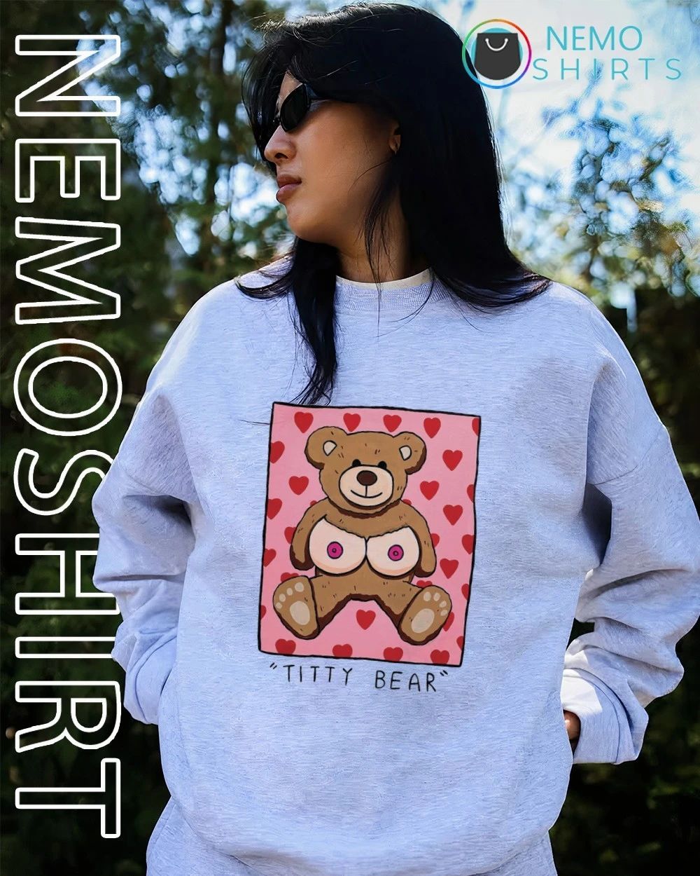 Titty Bear Teddy Bear with Hearts cute funny shirt