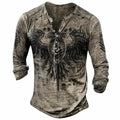Printed Men's Slim Fit Long Sleeve T-Shirt - Cotton Casual Crew Neck Tee