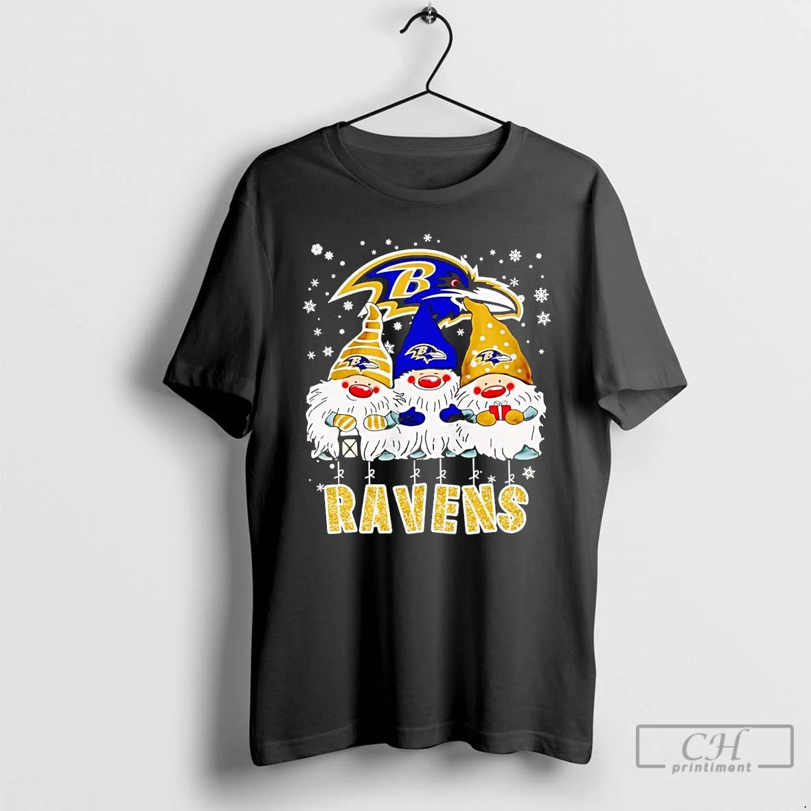 Premium Gnomes Baltimore Ravens Christmas T Shirts
