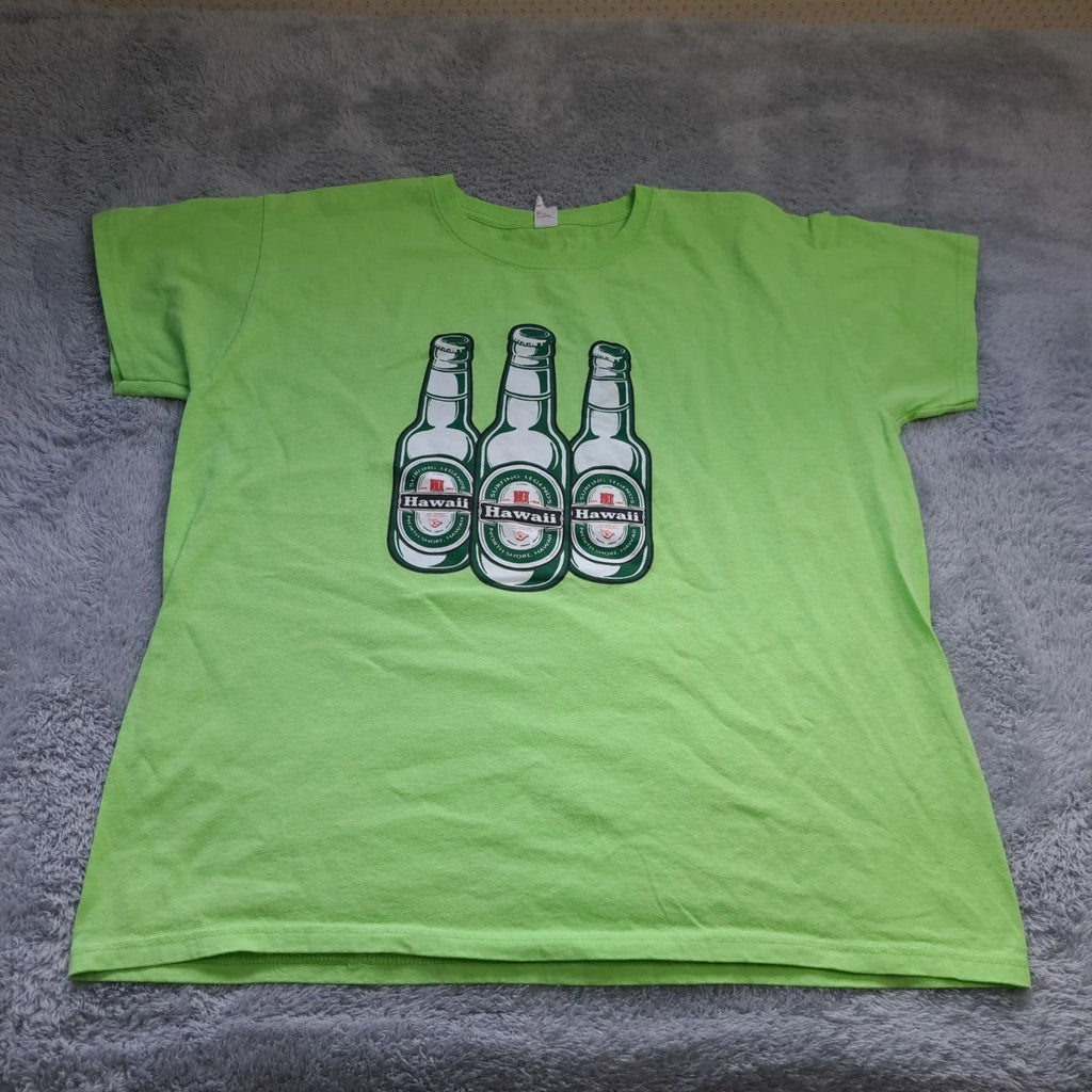 Hawaii Surfing Legends Graphic Tee XL Green Cotton Pre-Shrunk Anvil T-Shirt
