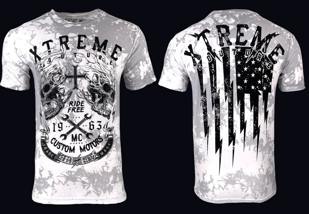 Xtreme Couture By Affliction Men's T-shirt Blazing Roadway Skull S-5XL