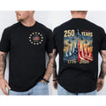 250 Years America Anniversary Fighter Jets Patriotic T-Shirt Front & Back
