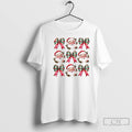 Classic Santa And Christmas Bow Pattern Holiday White T Shirts