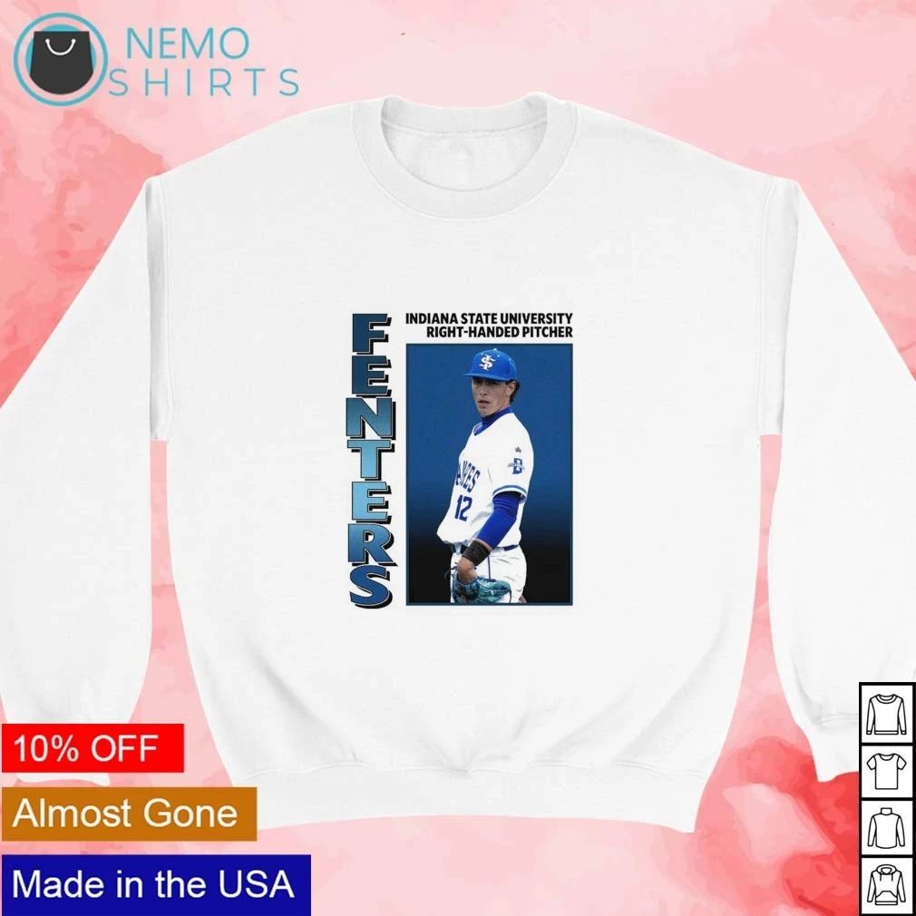 Trevor Fenters Retro Indiana State University Sycamores No 12 Pitcher shirt