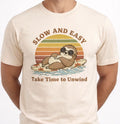 Retro Sunset Shirt Slow and Easy Surfing Sloth Vacation Gift Vintage Graphic Tee