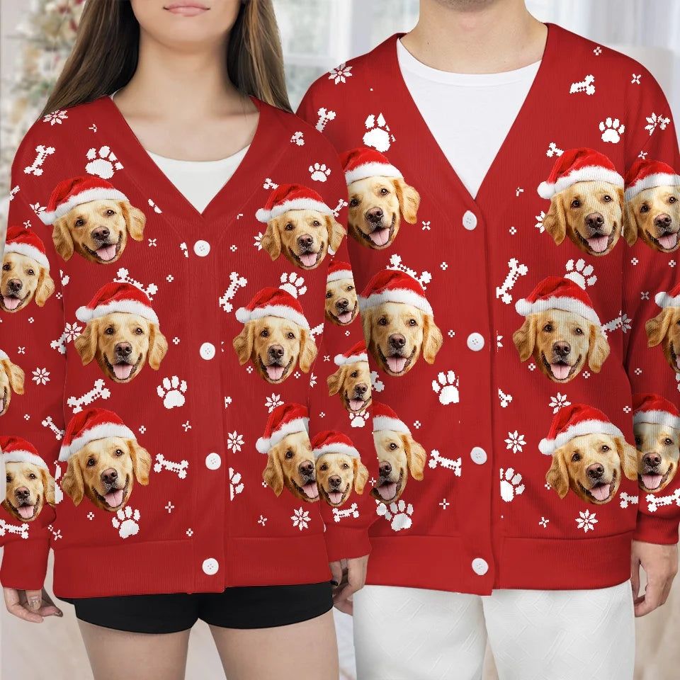 Custom Photo Christmas Cuddles From My Furry Bundle - Dog & Cat Personalized Custom Ugly Christmas Cardigan - Christmas Gift For Dog Lovers