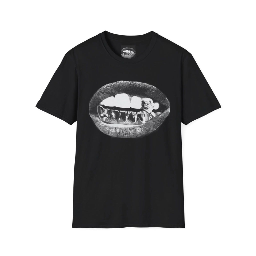 Grillz Mouth Graphic T-Shirt | Black Lip Bite Teeth Design