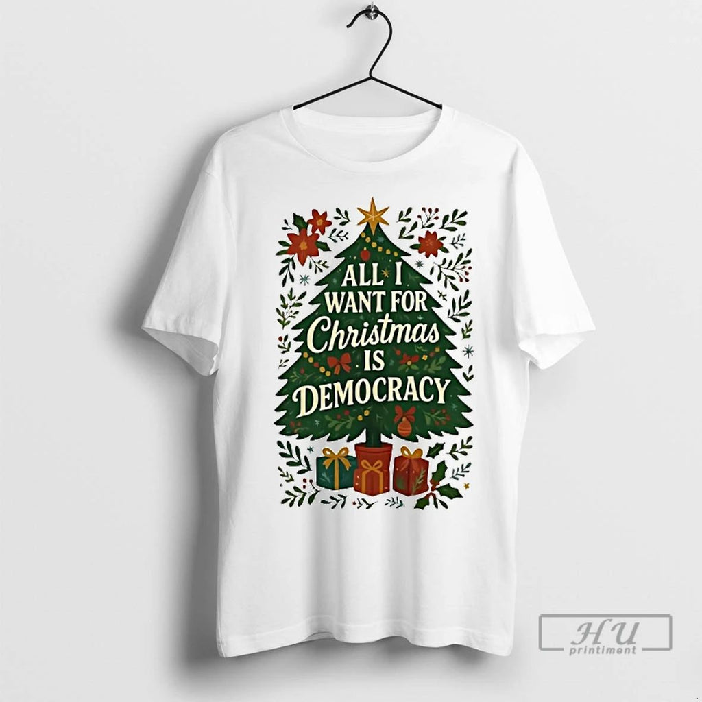 Officials All I Want For Christmas Is Democracy Tree T Shirt