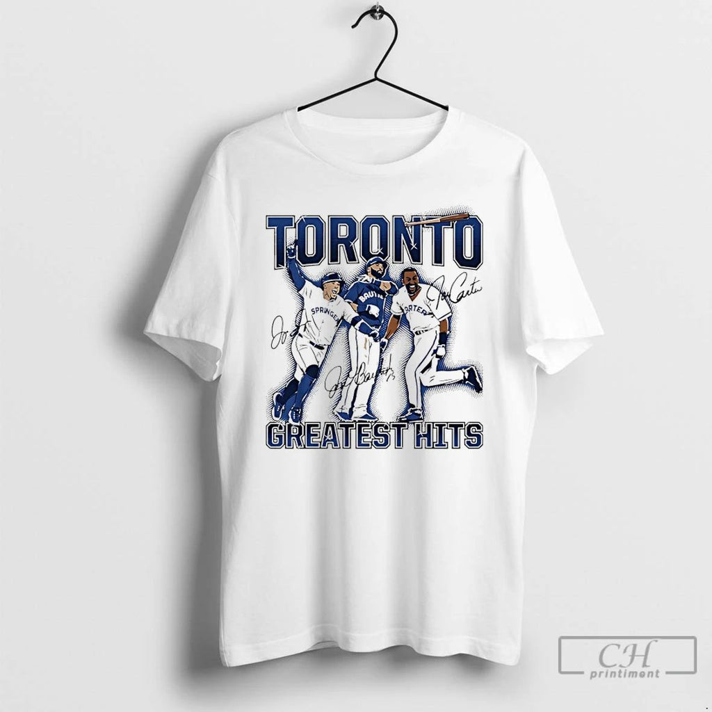 Classic Joe Carter Jose Bautista And George Springer Torontos Greatest Hits Autographed T Shirts