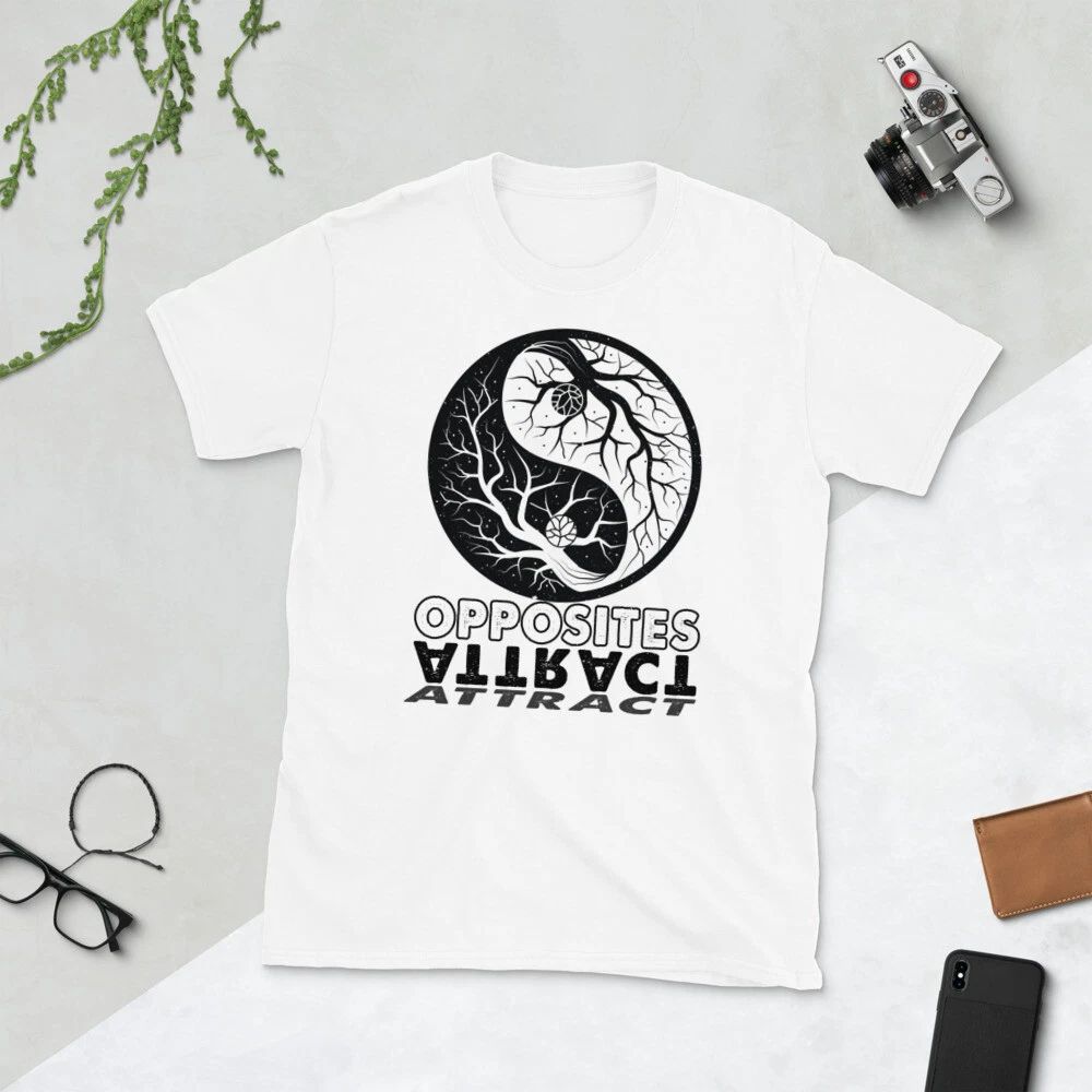 Opposites attract, ying, yang, motivational, Short-Sleeve Unisex T-Shirt