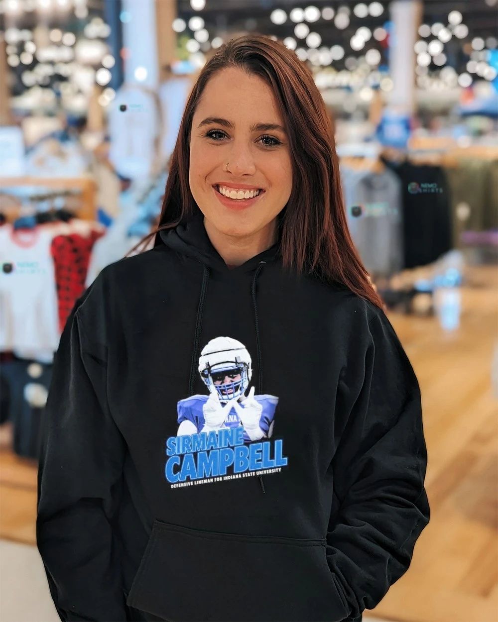Sirmaine Campbell Vintage Indiana State University Defensive Lineman shirt