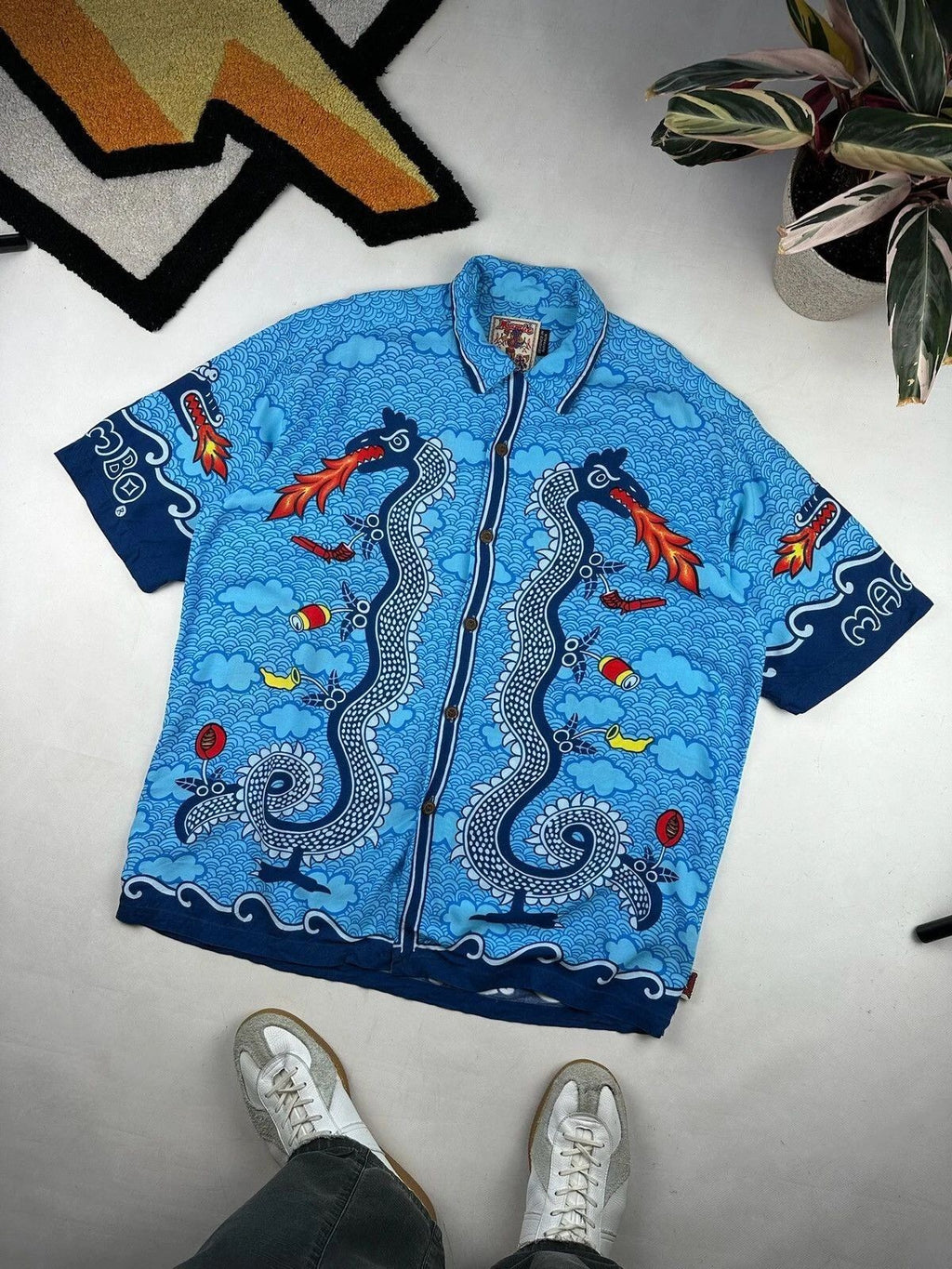 Vintage 90s Mambo Shirt M Traditional Tattoo Print Rayon Australia Rare