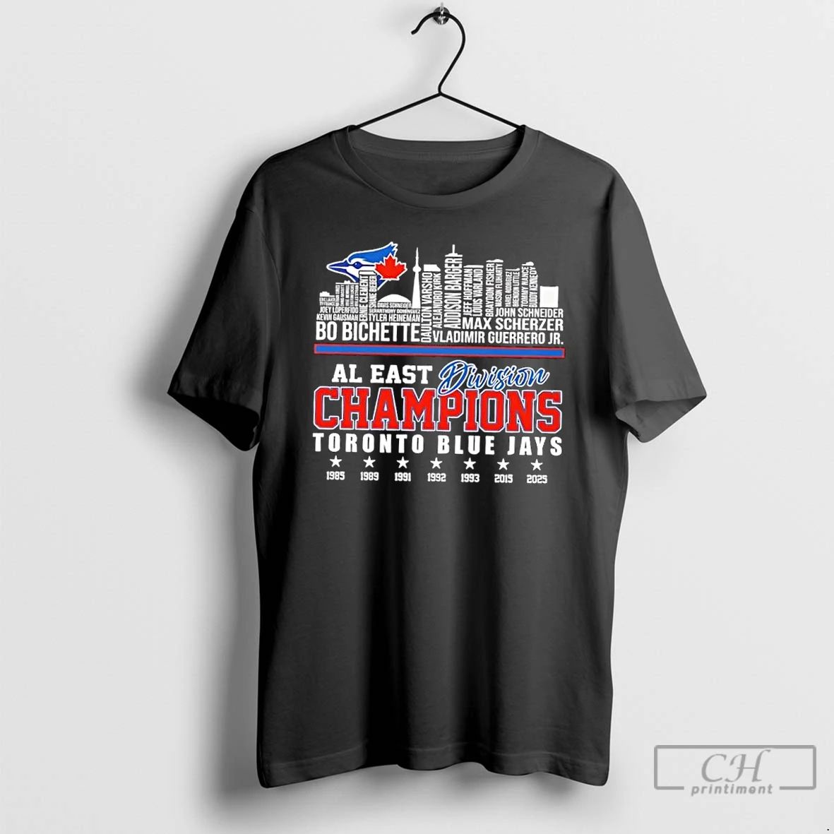Classic Al East Division Champions Toronto Blue Jays All Names City Skyline T Shirts