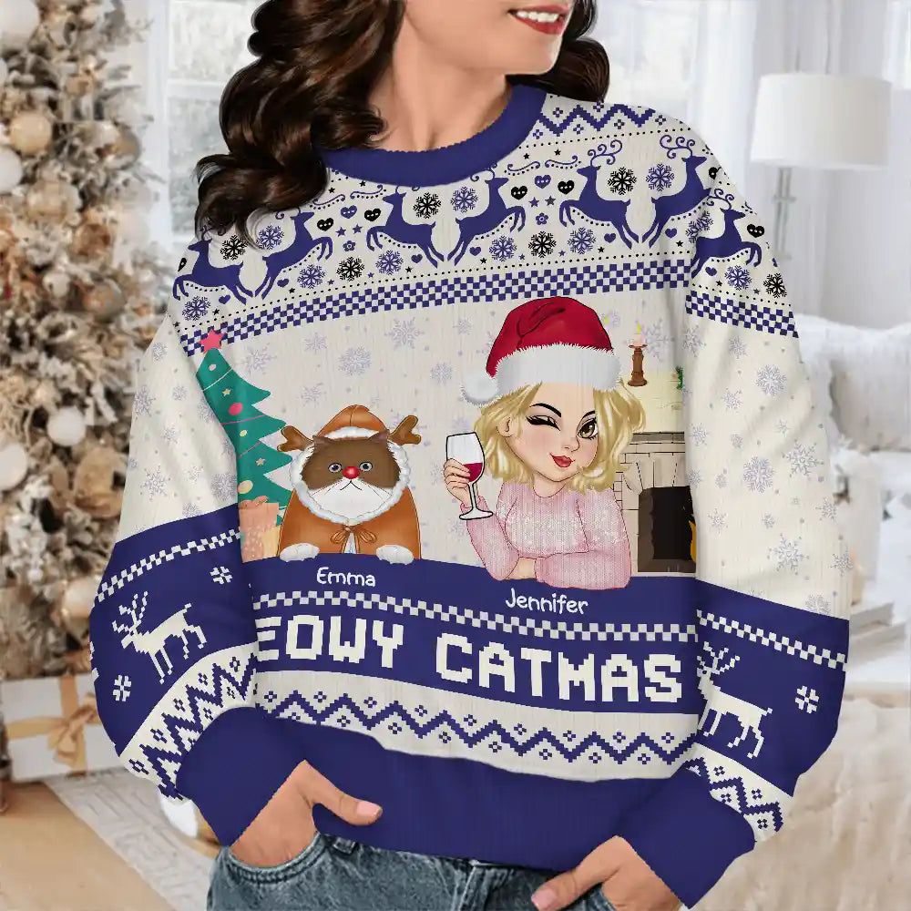 Christmas Pet Lovers Happy Pawlidays - Personalized Unisex Ugly Sweater