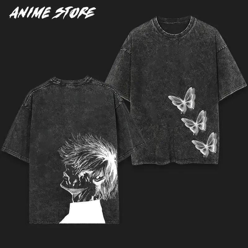 Retro Vintage Ken Kaneki Tokyoooo Ghoul Ver.3 Dark Anime Streetwear T-Shirt