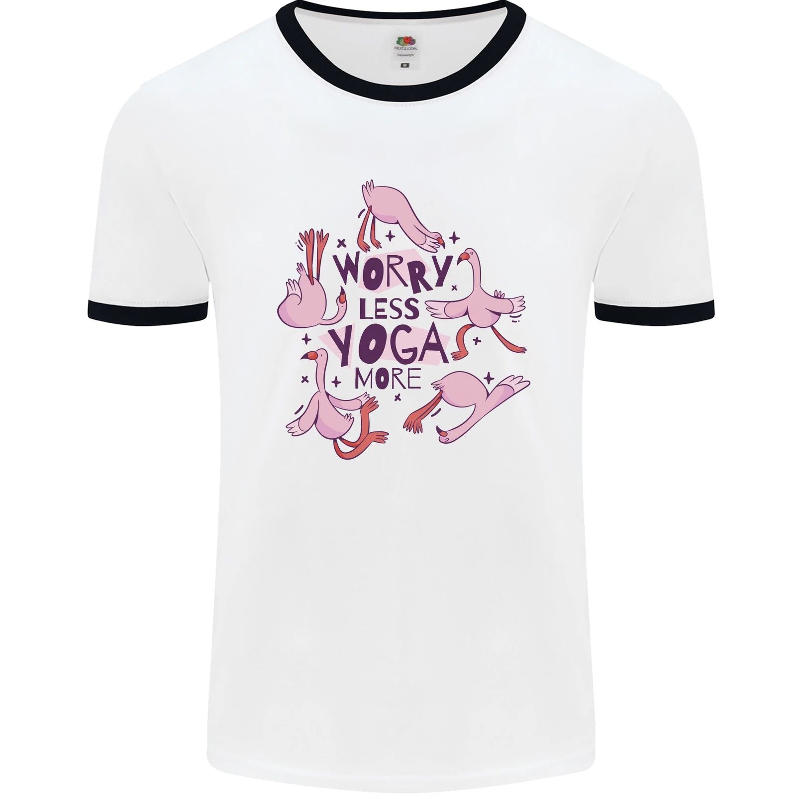 Worry Less Yoga More Mens Ringer T-Shirt