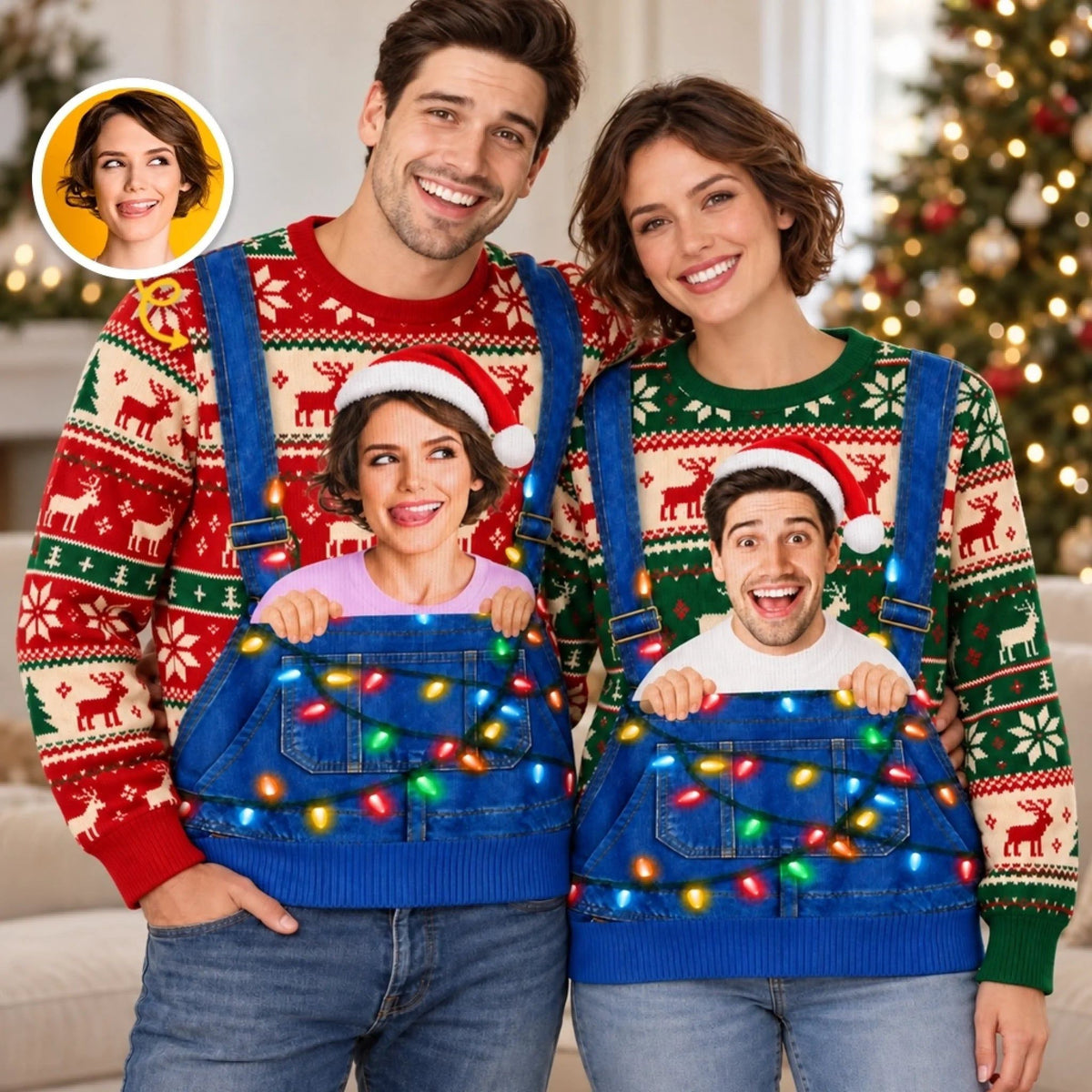 Custom Photo Christmas Gifts for Couples - Personalized Ugly Sweatshirt