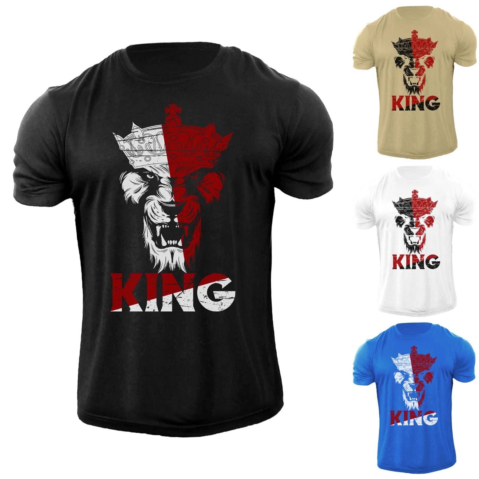 Men's King Lion T Shirt Distress Animal 100% Cotton
