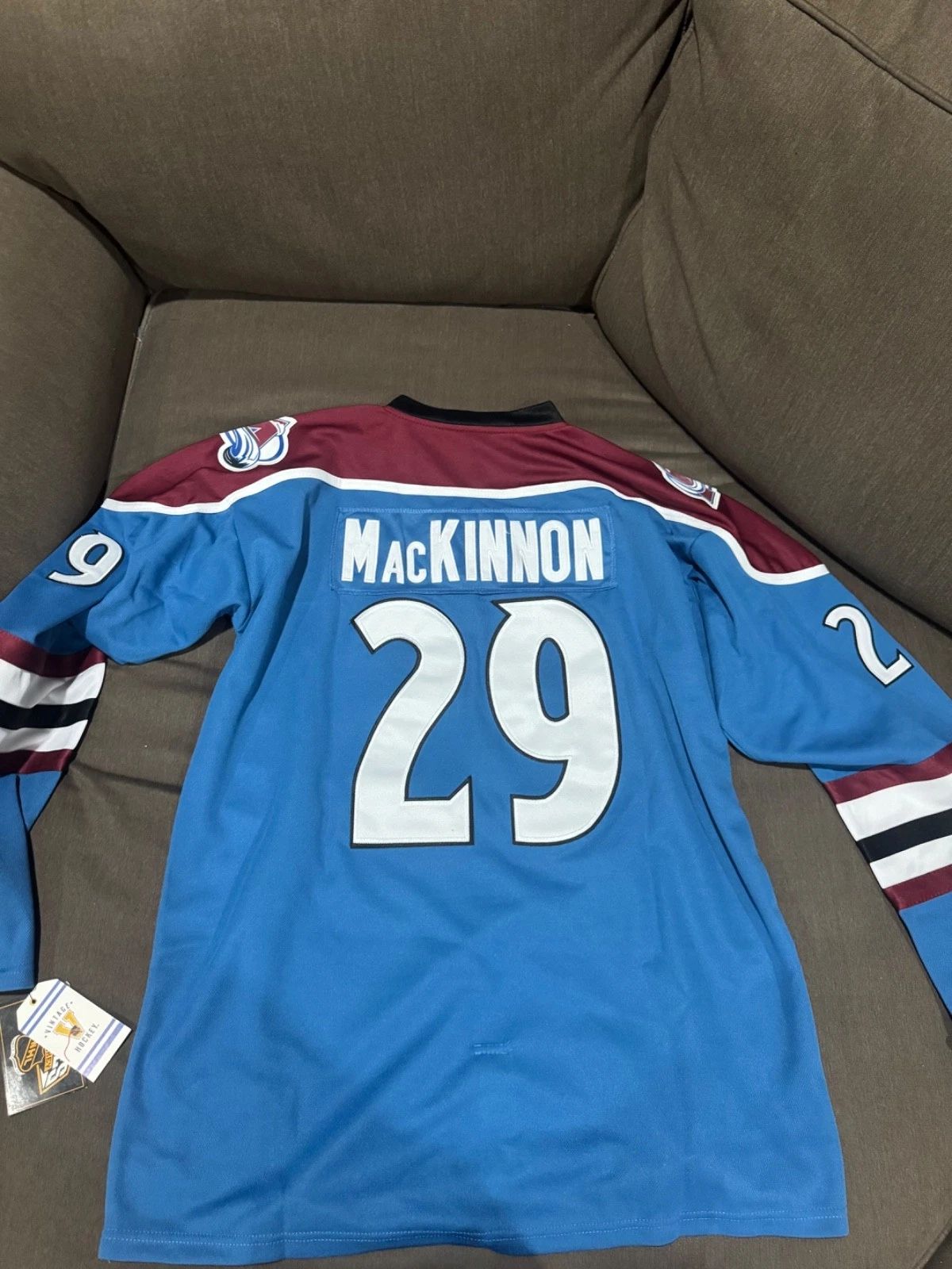 Nathan Mackinnon Colorado Avalanche Blue Throwback Jersey Mens Size XL NEW