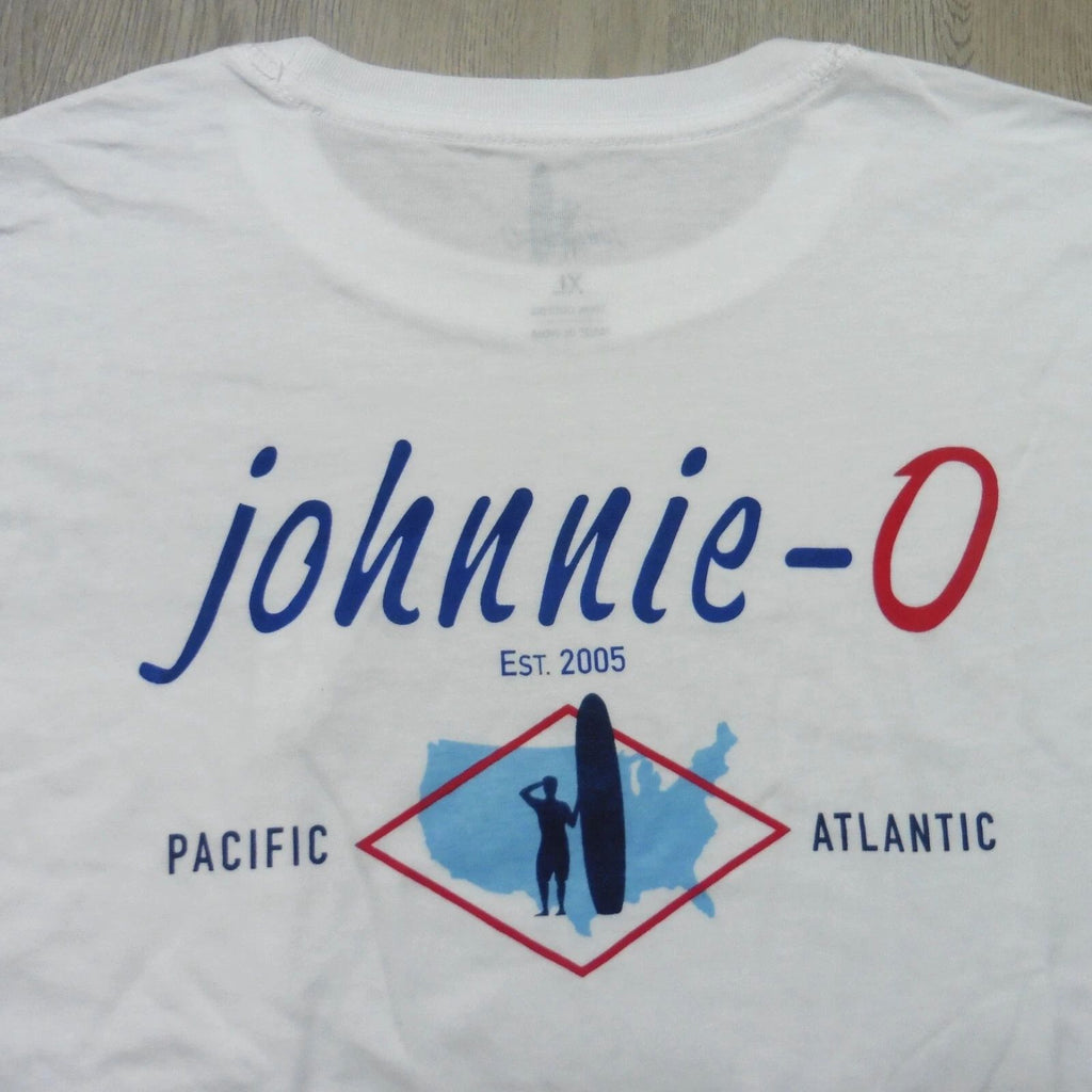 JOHNNIE O Mens XL T SHIRT COSTAL WAY WHITE GOLF PACIFIC ATLANTIC SURF