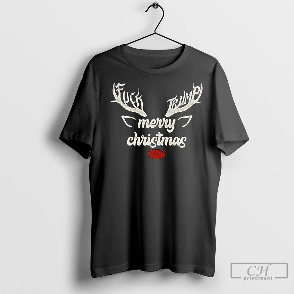 Premium Reindeer Anti Trump Fdt Fuck Trump Merry Christmas 2025