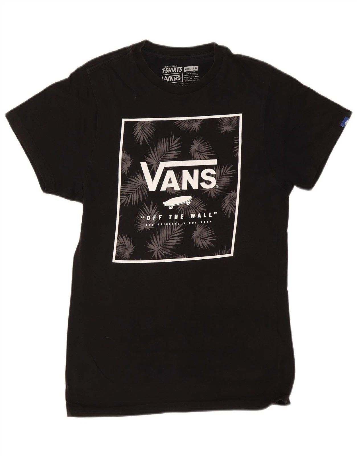 VANS Mens Custom Fit Graphic T-Shirt Top Small Black Cotton DH47