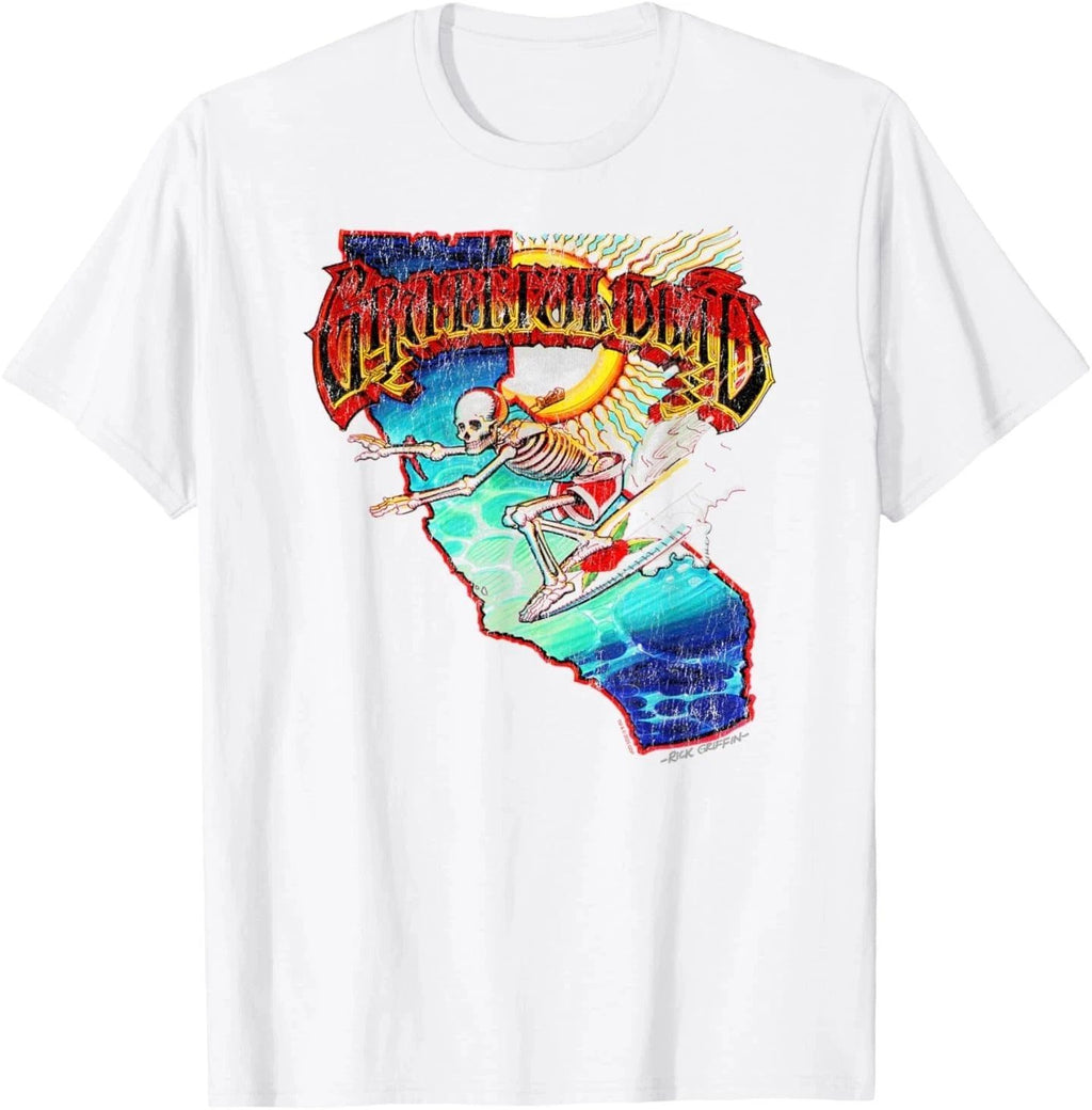 Surfing California Skeleton Vintage Rock Graphic T-Shirt BESTSELLER