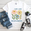 Floral T-Shirt, Boho Floral Print,Women T-Shirt Back Print,Wildflower Sand Tee #