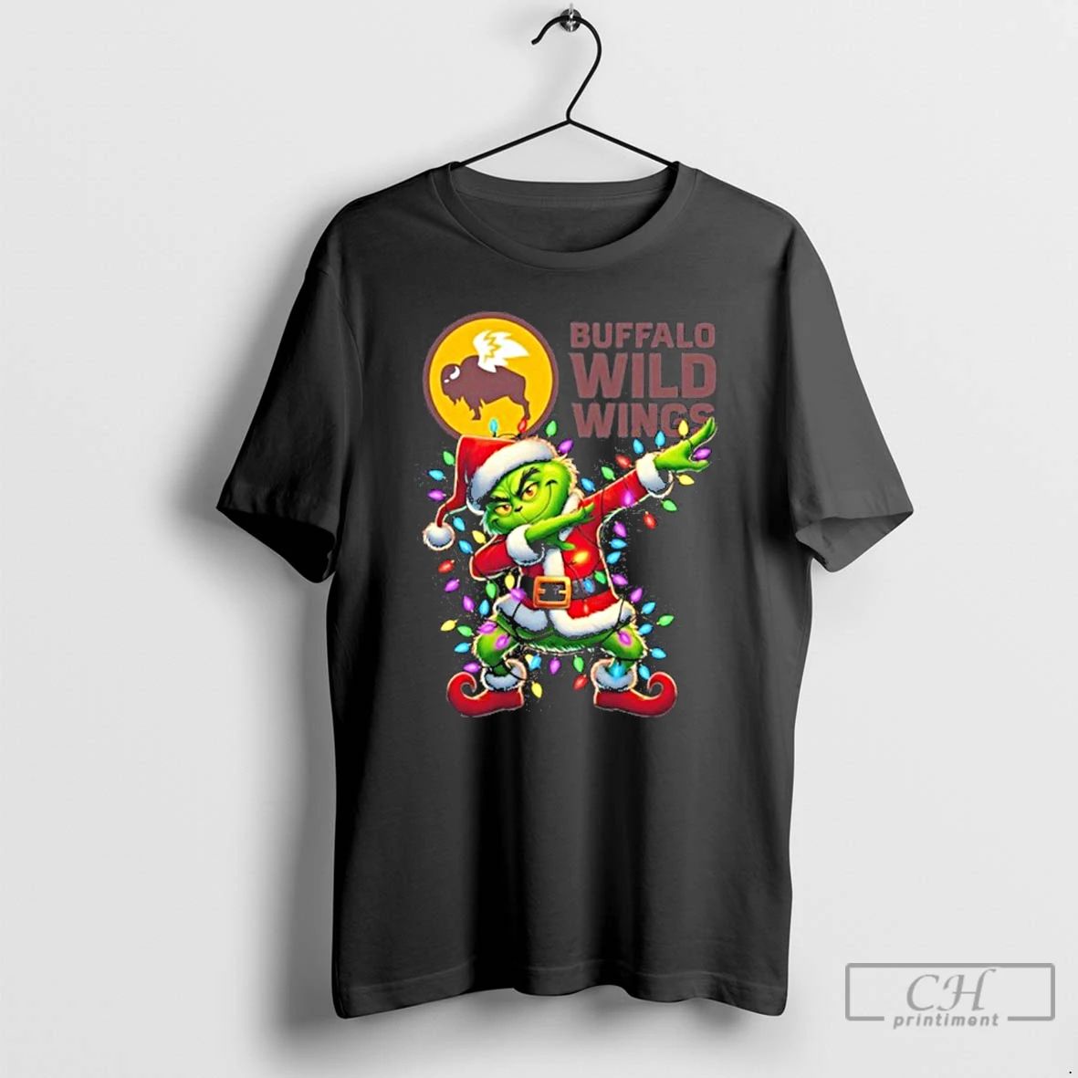 Classic Buffalo Wild Wings Logo X Grinch Dabbing Light Christmas T Shirts
