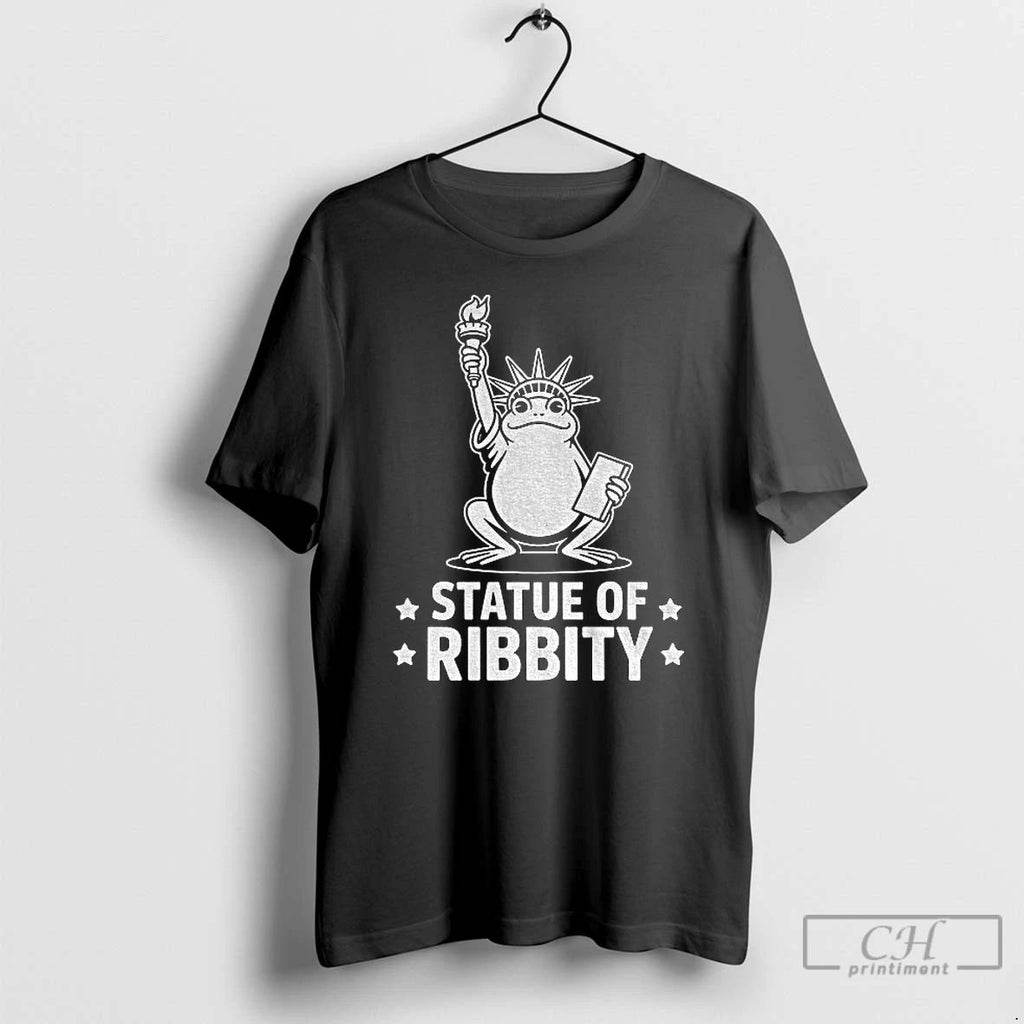 Classic Portland Frog Statue Of Ribbity Frog Liberty Political T Shirts