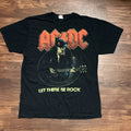 AC/DC Men's L Black Let There Be Rock Graphic Print Cotton Crew Neck T-Shirt