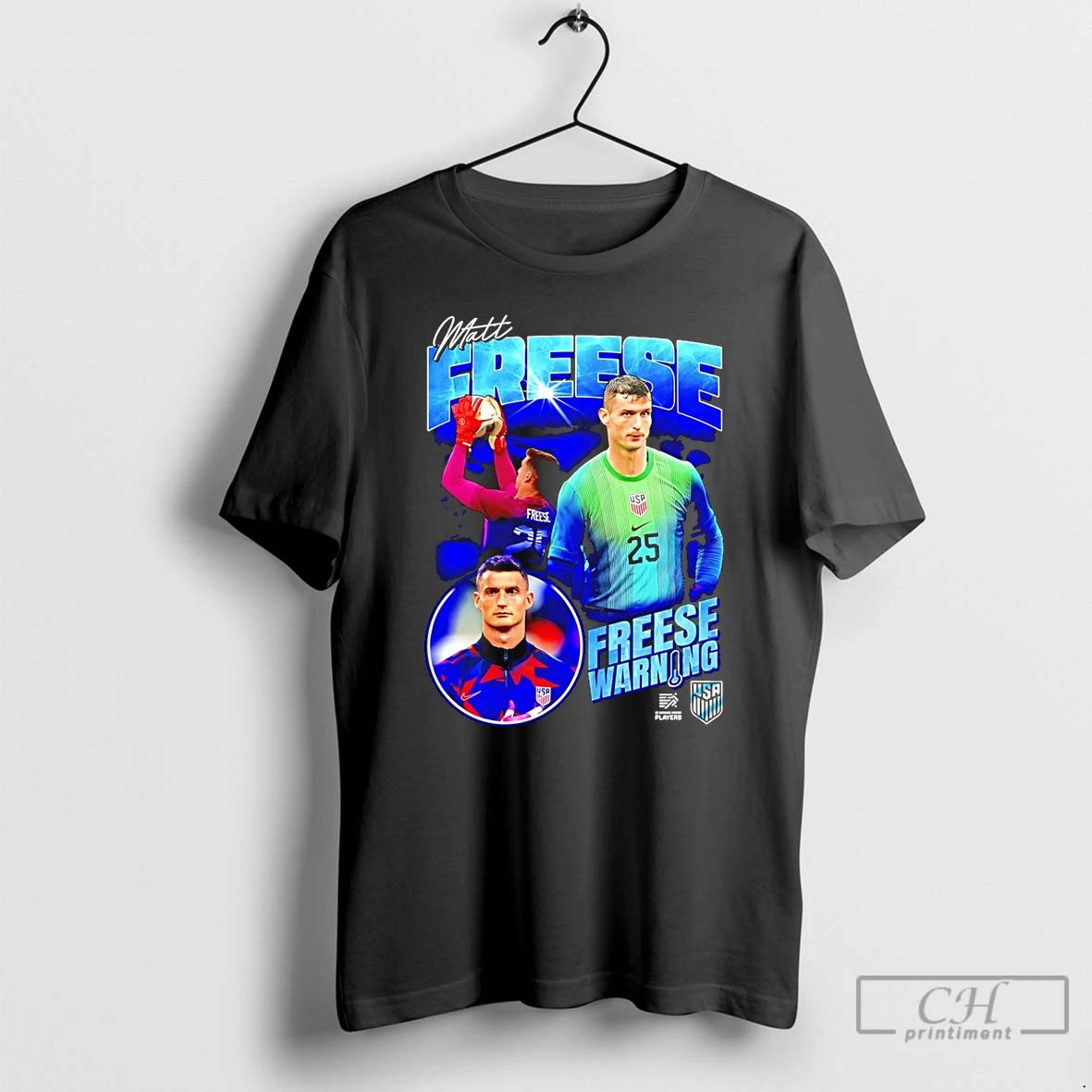 Classic Matt Freese Warning Usmnt Player Collage T Shirts