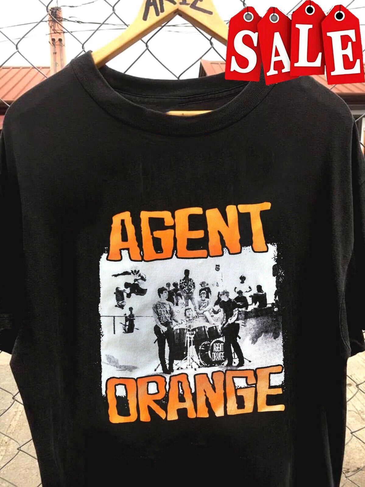 VTG AGENT ORANGE Band In Concert Tour Cotton Black T Shirt S-5XL TT575