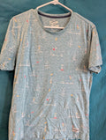 Flying Machine Surf Paddleboard Tee XL Aqua Blue Allover Beach Print