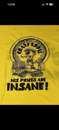 Crazy Eddie Vintage T Shirt Yellow Size Large