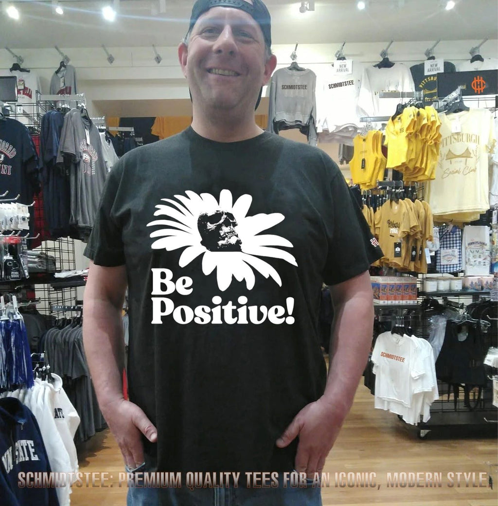 Be Positive Skull Daisy Flower goth shirt