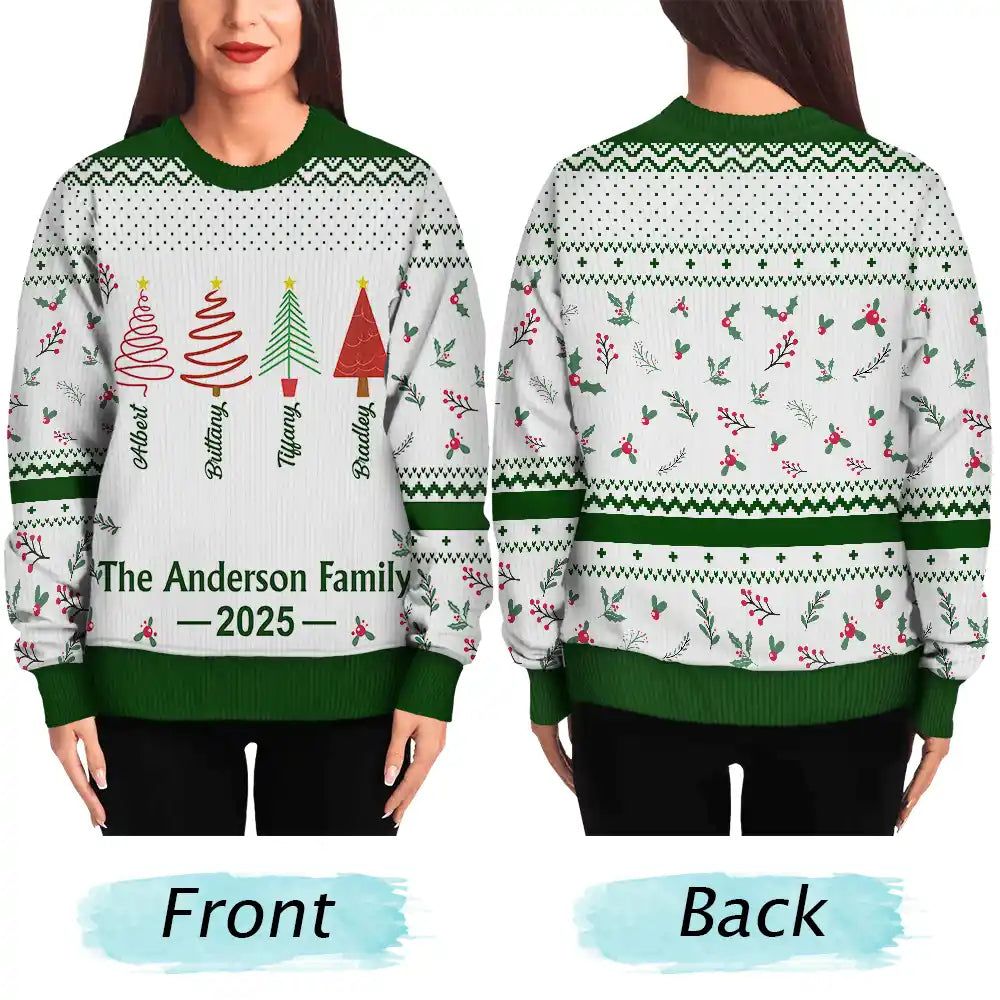 Christmas Tree Family - Personalized Unisex Ugly Sweater
