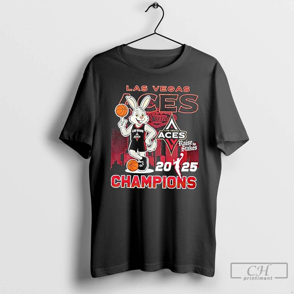 Classic 2025 Wnba Champions Las Vegas Aces Raise The Stakes Skyline T Shirts