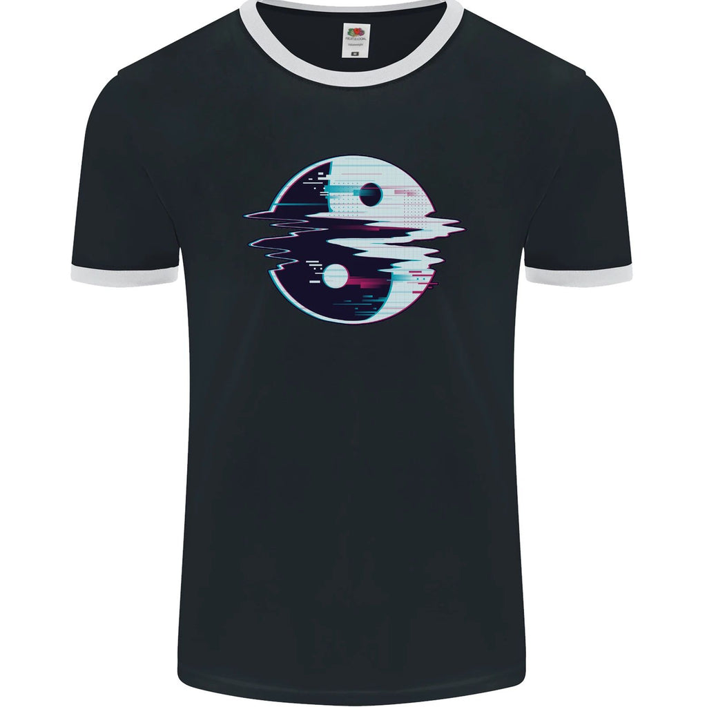 Yin Yang Glitch Yoga Meditation SCI-FI MMA Mens Ringer T-Shirt FotL