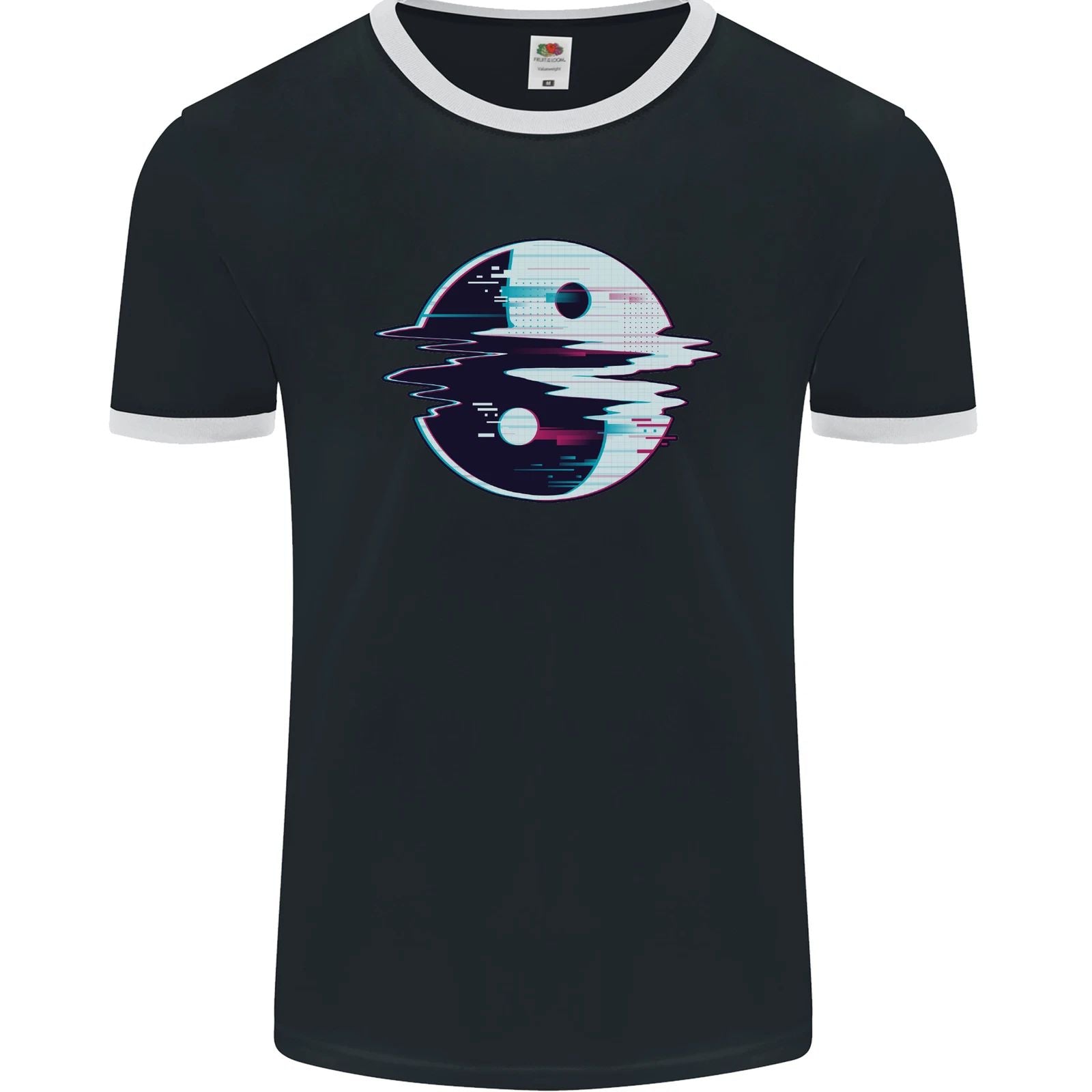 Yin Yang Glitch Yoga Meditation SCI-FI MMA Mens Ringer T-Shirt FotL