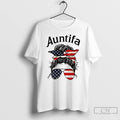 Classic Auntifa Woman With Bun Hairstyle Wearing American Flag Headband And Sunglasses T Shirts